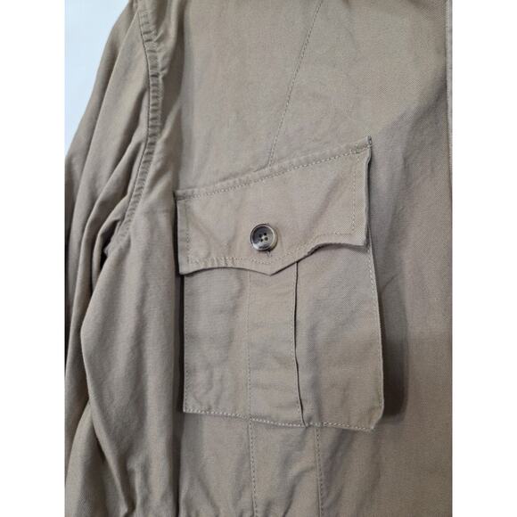 J.L. Powell Khaki Safari Cargo Leather Collar Cotton Tan Jacket, Men's Medium - Picture 3 of 12